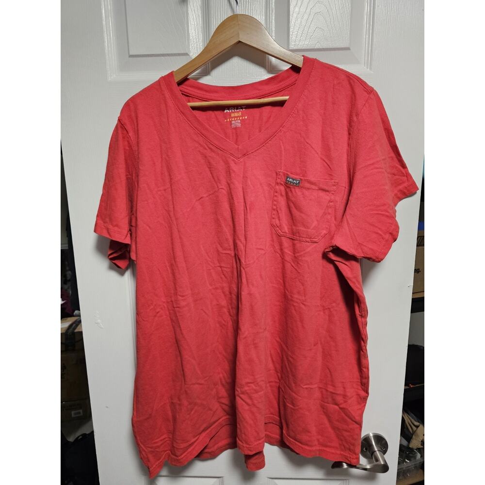 Ariat Rebar Cotton Strong Short Sleeve T-Shirt Men’s 2XL Red Pullover Pocket